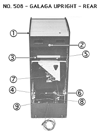 Galaga Upright Cabinet Rear View